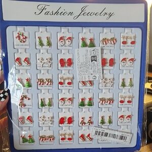 Festive Christmas Earrings Set - Red, Green, Gold